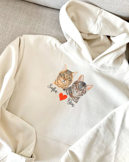 Custom Embroidered Pet Hoodie with Portrait