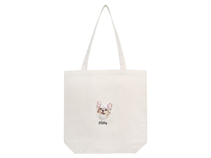 Custom embroidered tote bag - Pet Portrait