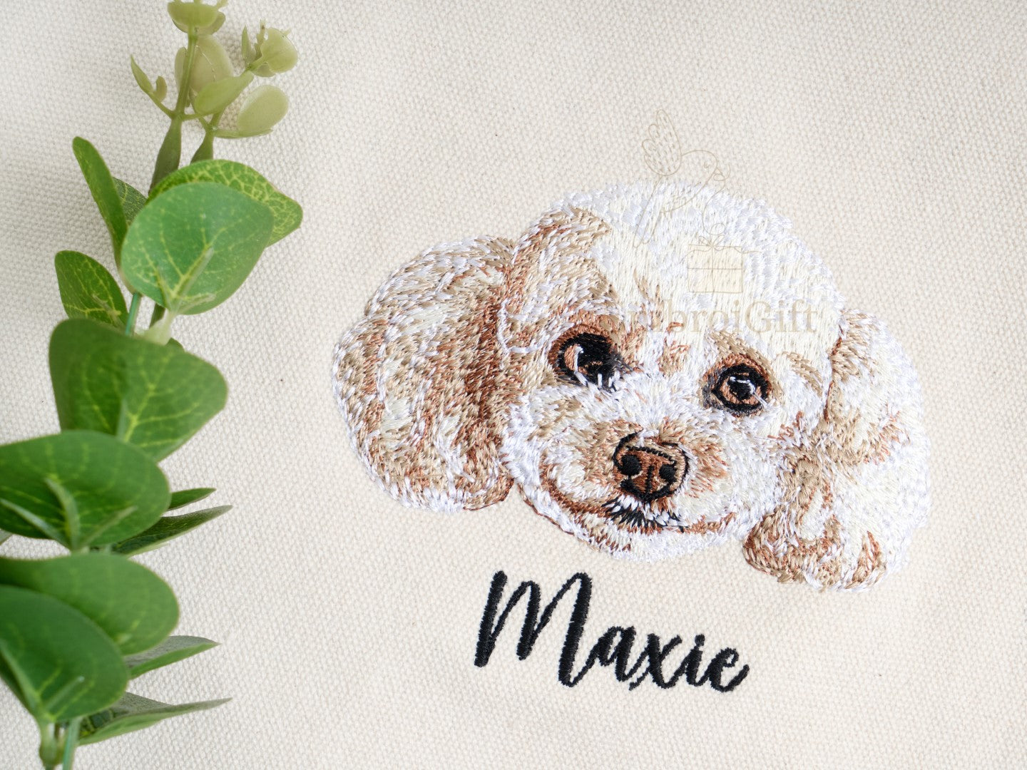 Custom embroidered tote bag - Pet Portrait