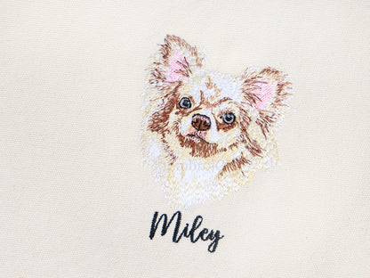 Custom embroidered tote bag - Pet Portrait