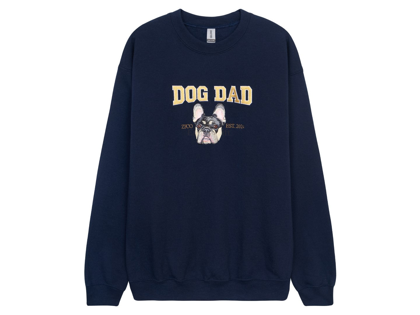 Custom Dog Mom and Dog Dad Embroidered Sweatshirt with Pet Portrait