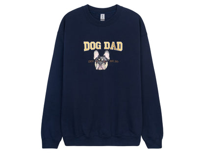 Custom Dog Mom and Dog Dad Embroidered Sweatshirt with Pet Portrait