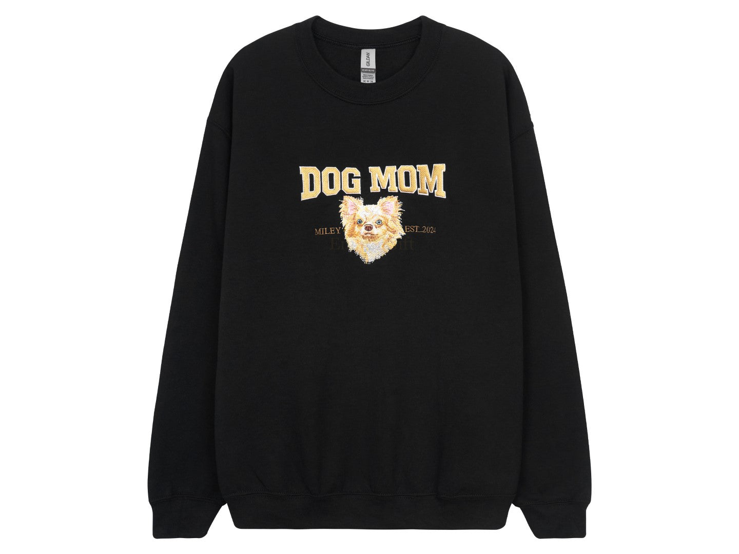 Custom Dog Mom and Dog Dad Embroidered Sweatshirt with Pet Portrait