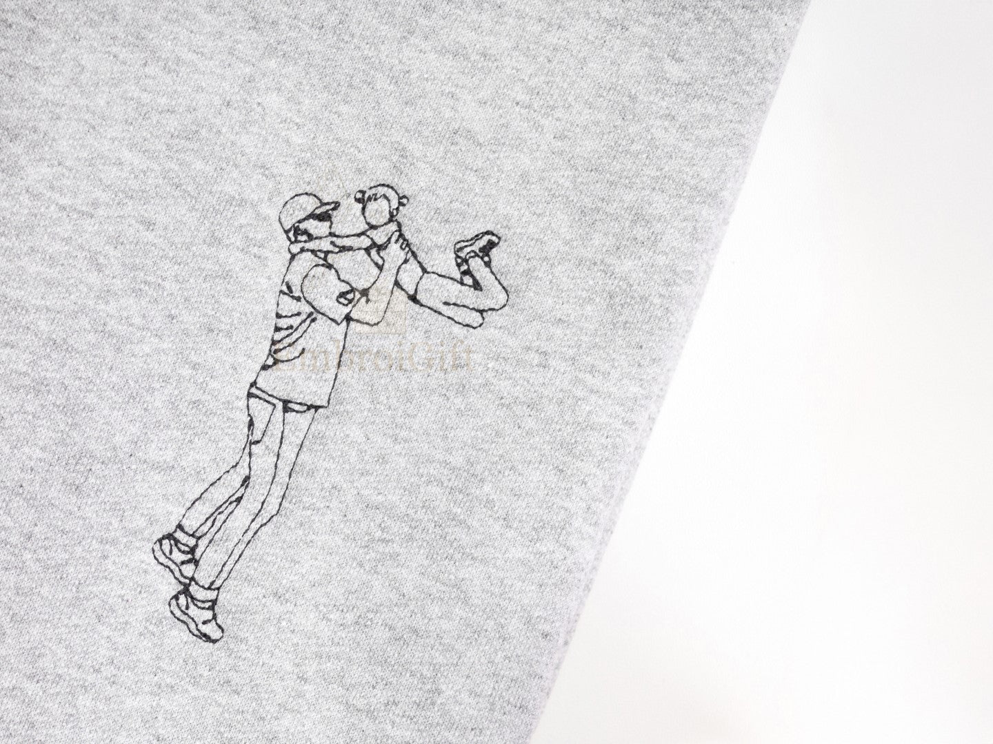 Custom line art dad & baby embroidered sweatshirt