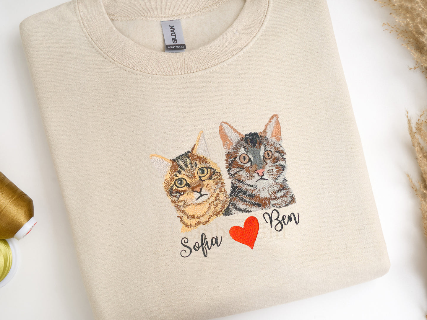 Valentine's Custom Embroidered Pet Sweatshirt with Portrait.