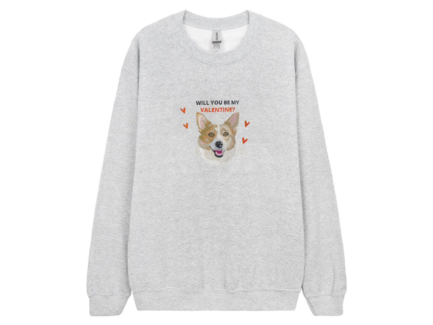 Valentine's Custom Embroidered Pet Sweatshirt with Portrait.