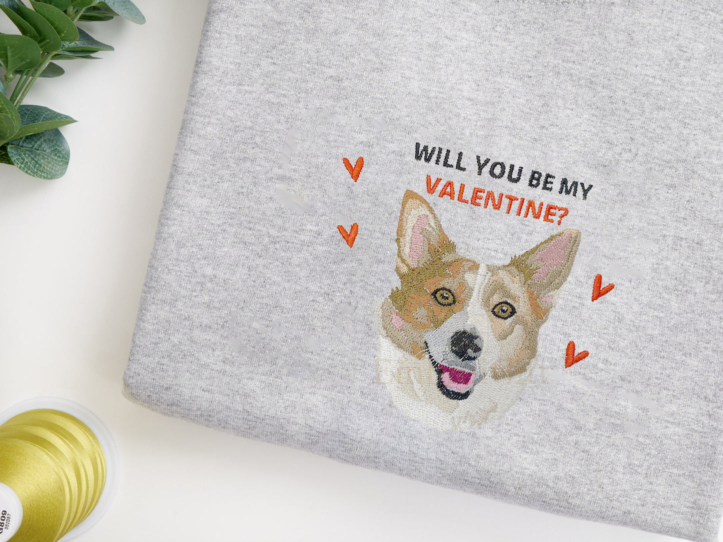 Valentine's Custom Embroidered Pet Sweatshirt with Portrait.