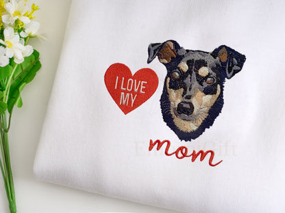 Valentine's Custom Embroidered Pet Sweatshirt with Portrait.