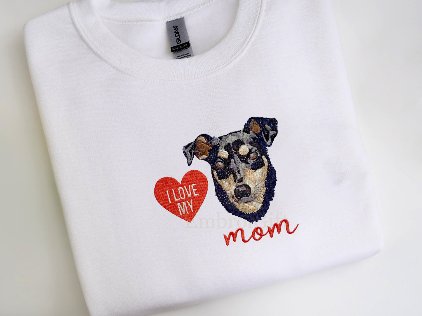 Valentine's Custom Embroidered Pet Sweatshirt with Portrait.